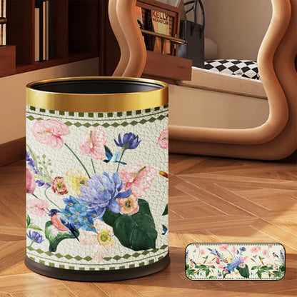 Poubelle double couche à motif floral vintage