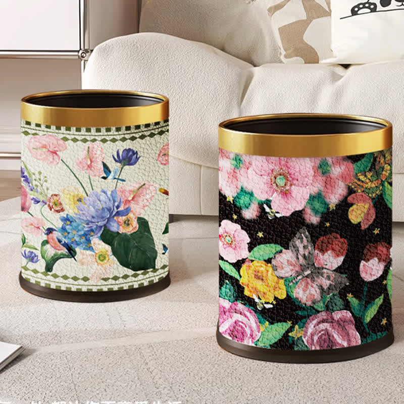Poubelle double couche à motif floral vintage