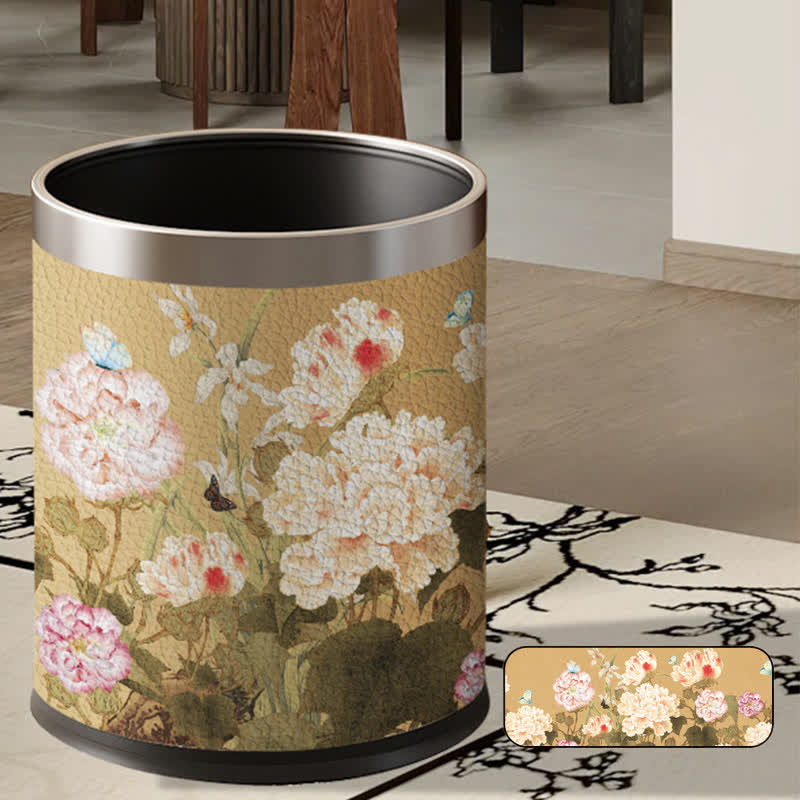 Poubelle de grande capacité de style vintage à motif floral