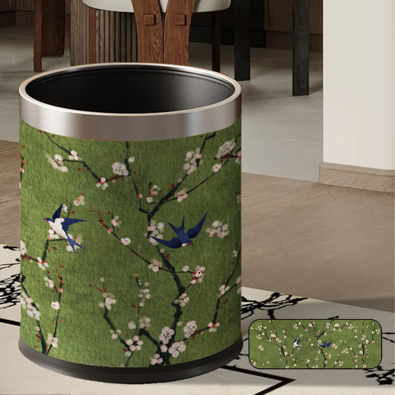 Poubelle de grande capacité de style vintage à motif floral