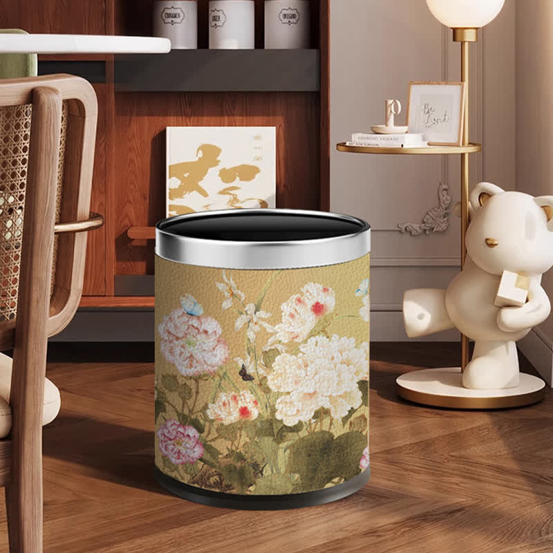Poubelle de grande capacité de style vintage à motif floral