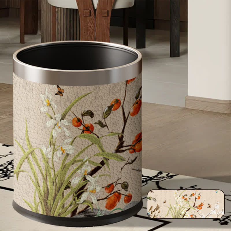 Poubelle de grande capacité de style vintage à motif floral