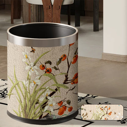 Poubelle de grande capacité de style vintage à motif floral