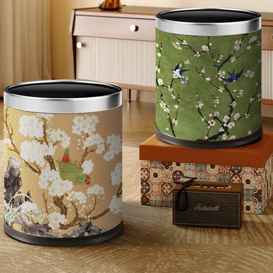 Poubelle de grande capacité de style vintage à motif floral