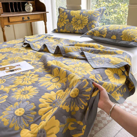 Couette élégante et légère en gaze de coton avec motif tournesol
