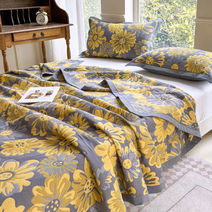 Couette élégante et légère en gaze de coton avec motif tournesol