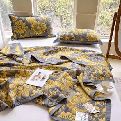 Couette élégante et légère en gaze de coton avec motif tournesol