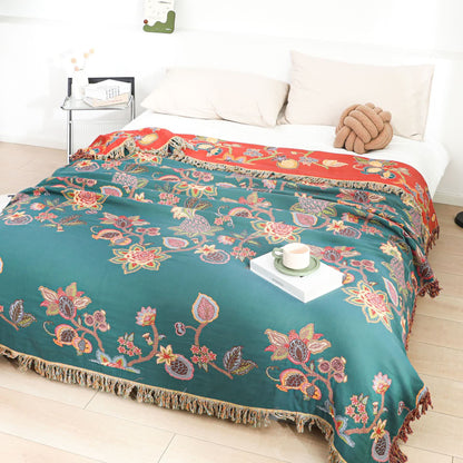 Couette confortable en gaze de coton vintage avec pompons
