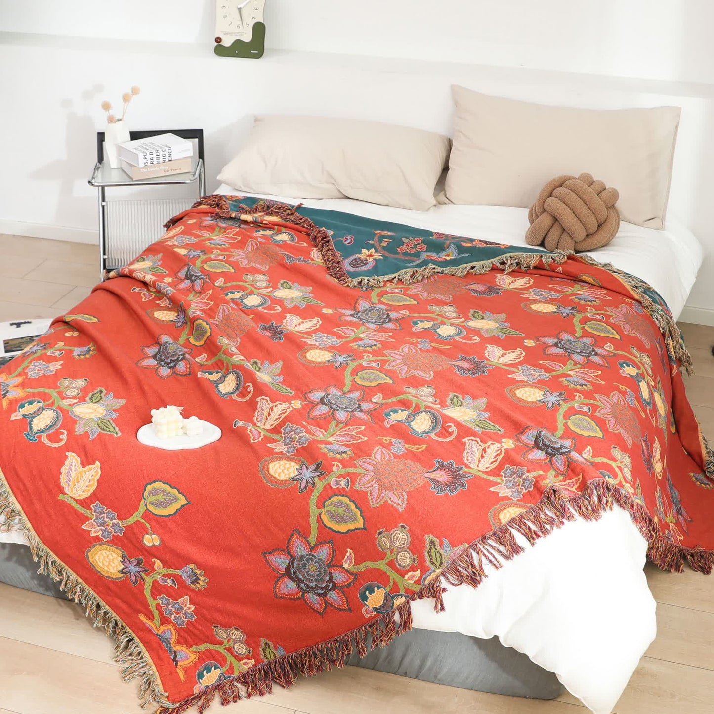 Couette confortable en gaze de coton vintage avec pompons