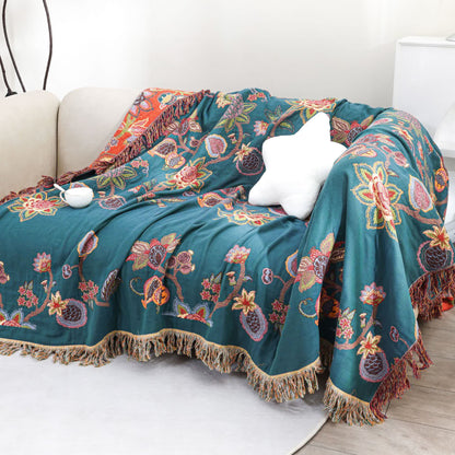 Couette confortable en gaze de coton vintage avec pompons