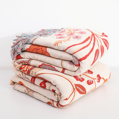 Couverture réversible confortable en gaze de coton avec motif floral vintage