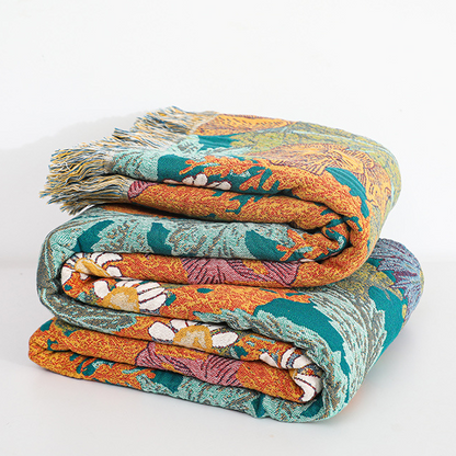 Couverture réversible en gaze de coton avec motif de fleurs de jardin