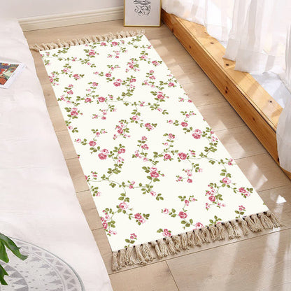 Tapis de sol à pompons floraux dans un style pastoral frais