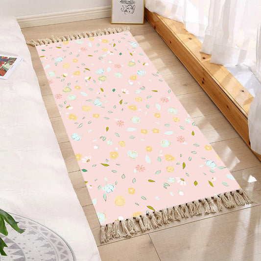 Tapis de sol à pompons floraux dans un style pastoral frais