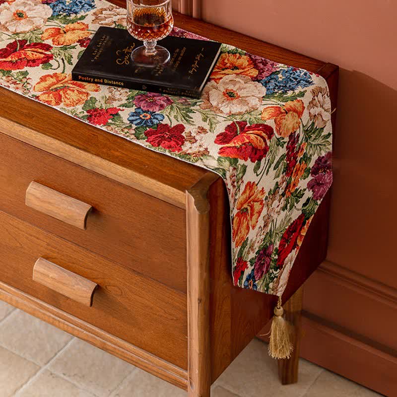 Chemin de table de style pastoral français à motif floral