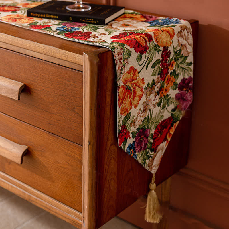 Chemin de table de style pastoral français à motif floral