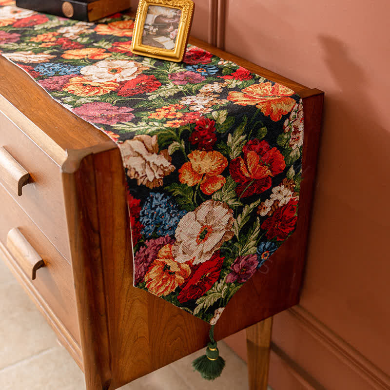 Chemin de table de style pastoral français à motif floral