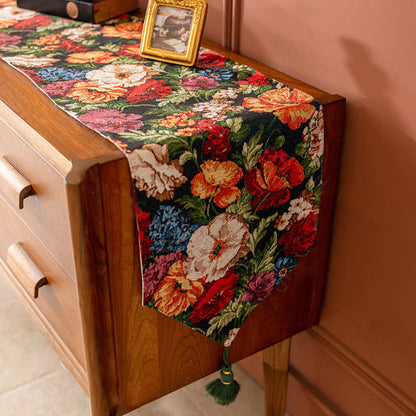 Chemin de table de style pastoral français à motif floral