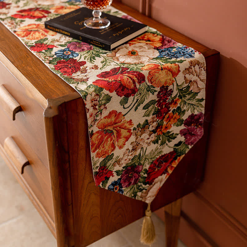 Chemin de table de style pastoral français à motif floral