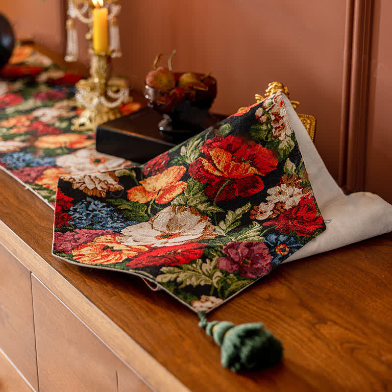 Chemin de table de style pastoral français à motif floral