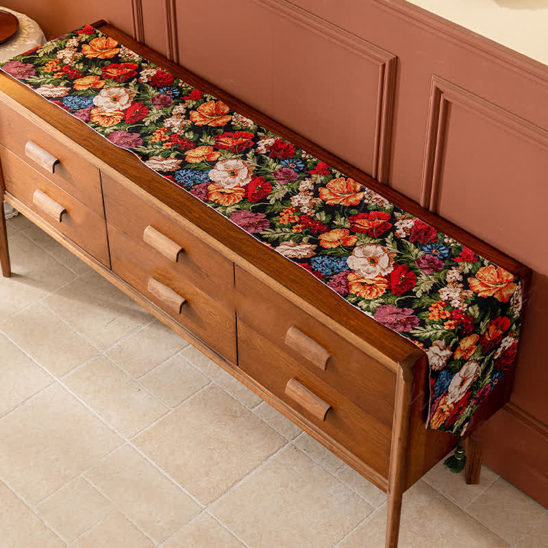 Chemin de table de style pastoral français à motif floral