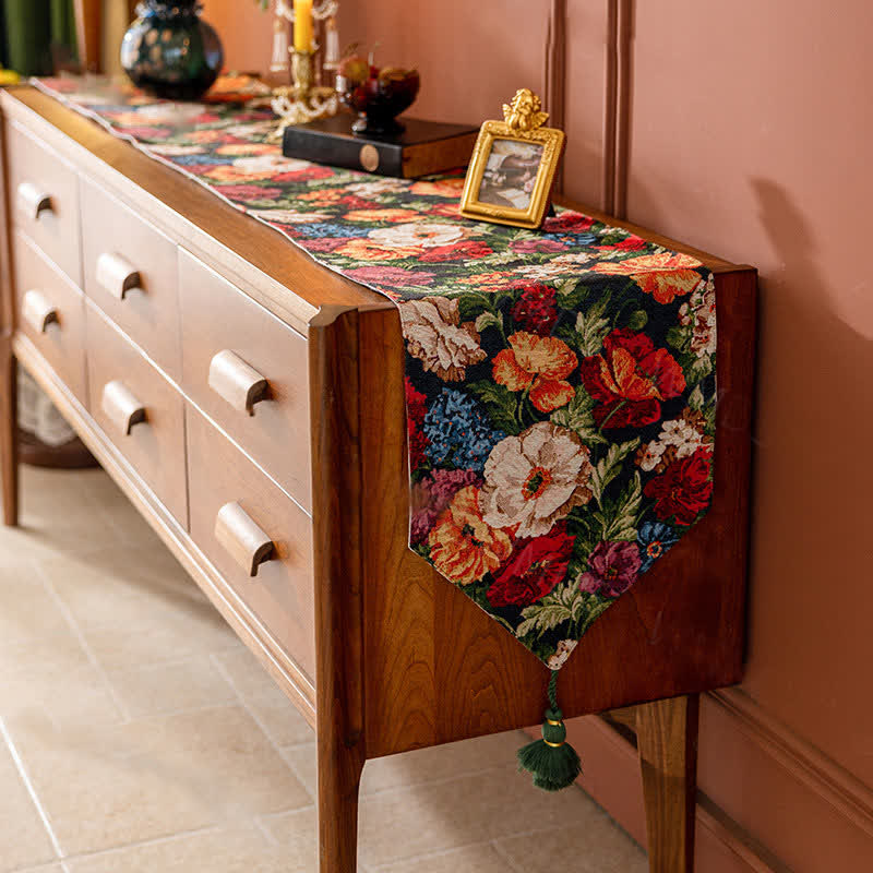Chemin de table de style pastoral français à motif floral