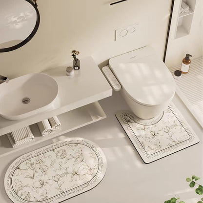 Tapis de bain antidérapant absorbant et élégant en boue de diatomées florales