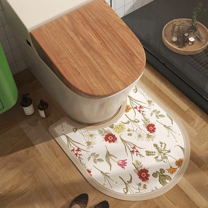 Tapis de bain élégant à imprimé floral botanique rural