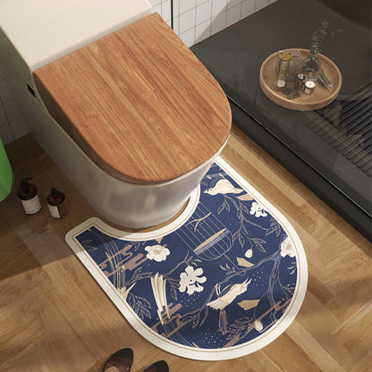 Tapis de bain élégant à imprimé floral botanique rural