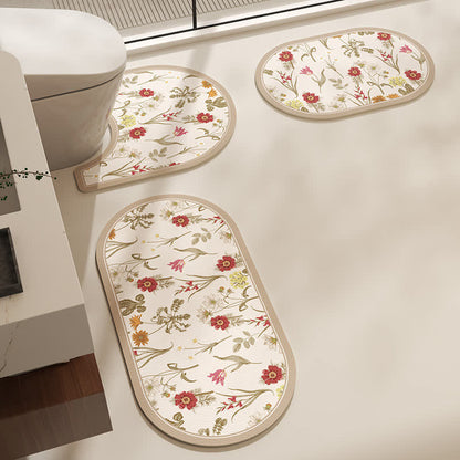 Tapis de bain élégant à imprimé floral botanique rural