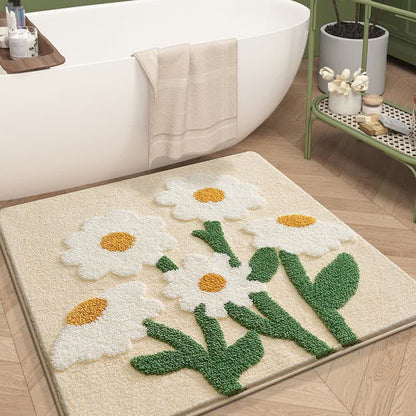 Tapis de sol carré absorbant l'eau avec des fleurs végétales