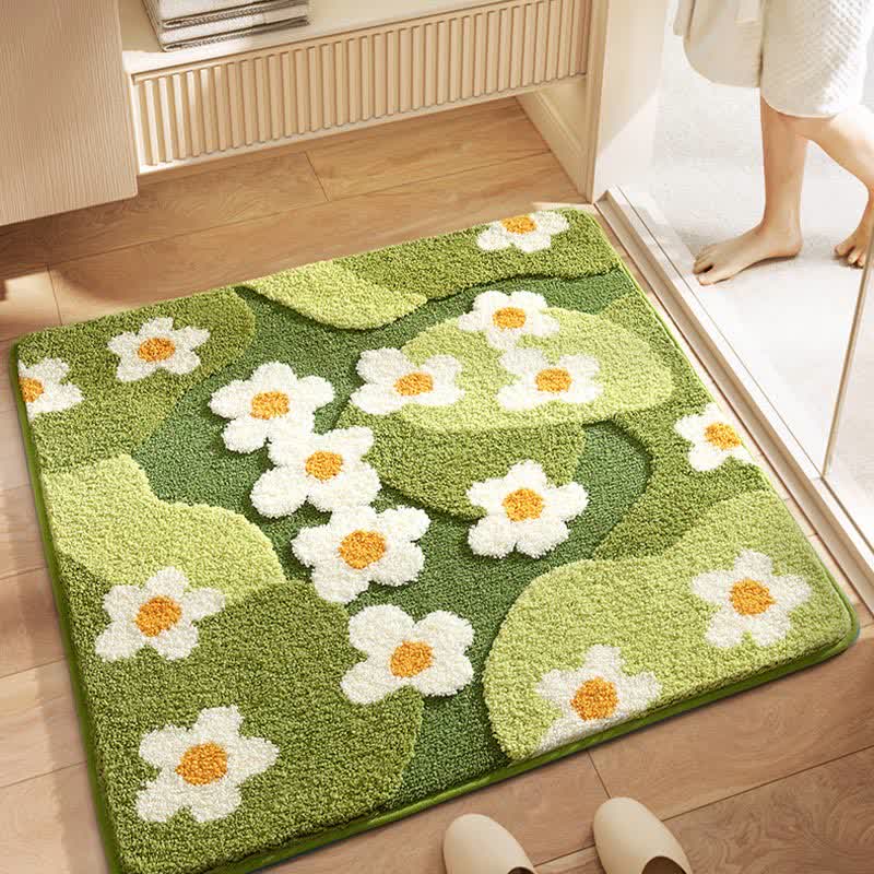Tapis de sol carré absorbant l'eau avec des fleurs végétales