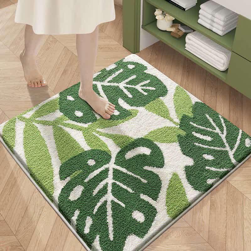 Tapis de sol carré absorbant l'eau avec des fleurs végétales