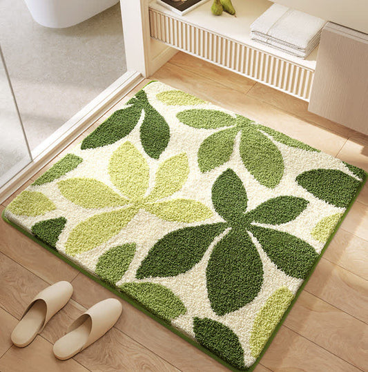 Tapis de sol carré absorbant l'eau avec des fleurs végétales