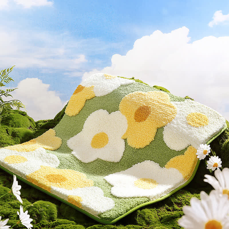Tapis de sol carré absorbant l'eau avec des fleurs végétales