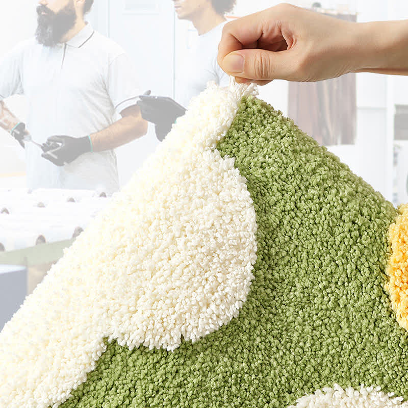 Tapis de sol carré absorbant l'eau avec des fleurs végétales