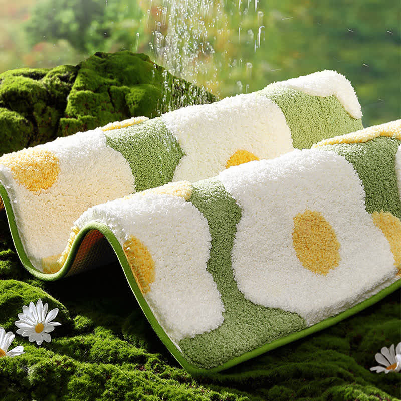 Tapis de sol carré absorbant l'eau avec des fleurs végétales