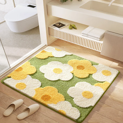 Tapis de sol carré absorbant l'eau avec des fleurs végétales