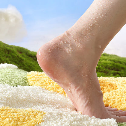Tapis de sol carré absorbant l'eau avec des fleurs végétales
