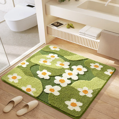 Tapis de sol carré absorbant l'eau avec des fleurs végétales