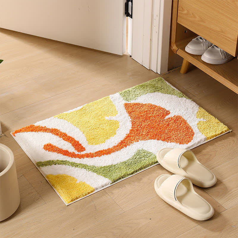 Tapis de sol mignon avec des fleurs et des plantes de dessin animé
