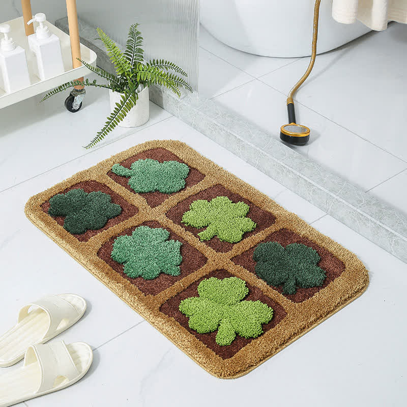 Tapis de sol mignon avec des fleurs et des plantes de dessin animé