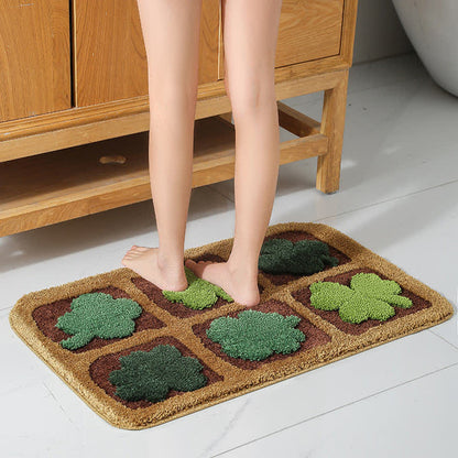 Tapis de sol mignon avec des fleurs et des plantes de dessin animé