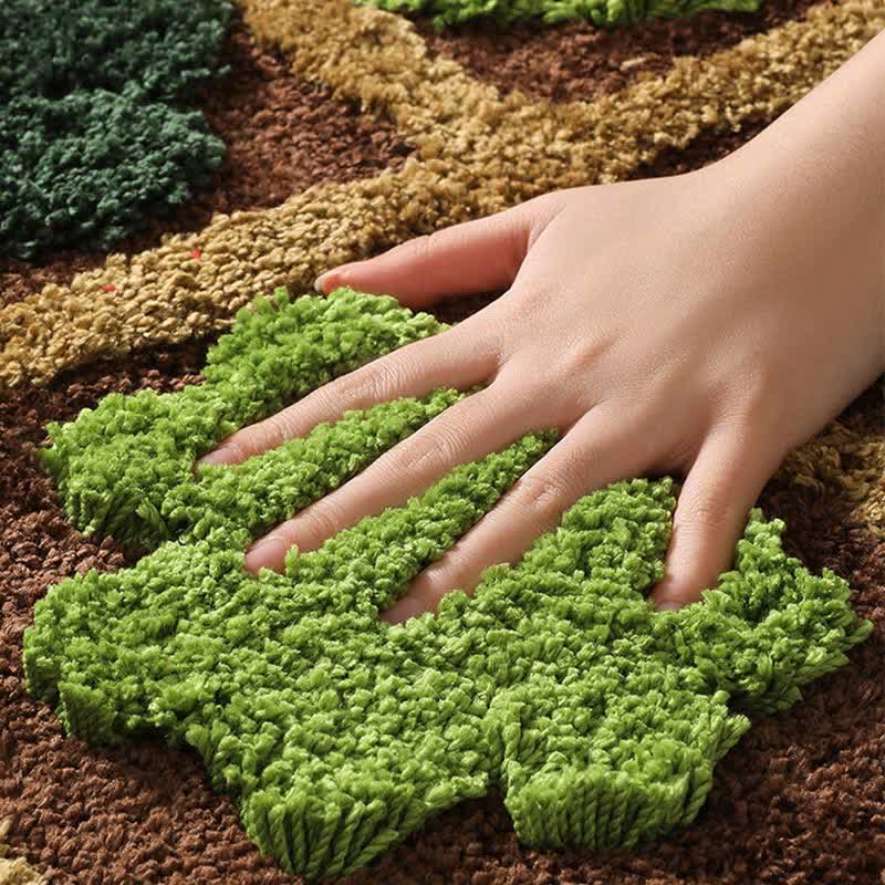 Tapis de sol mignon avec des fleurs et des plantes de dessin animé