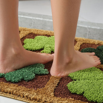 Tapis de sol mignon avec des fleurs et des plantes de dessin animé
