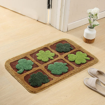 Tapis de sol mignon avec des fleurs et des plantes de dessin animé