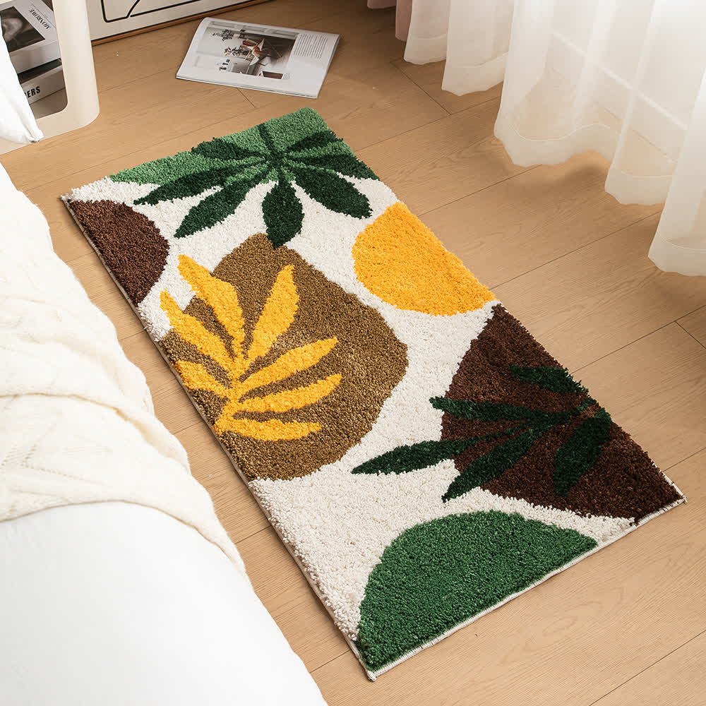 Tapis de sol mignon avec des fleurs et des plantes de dessin animé