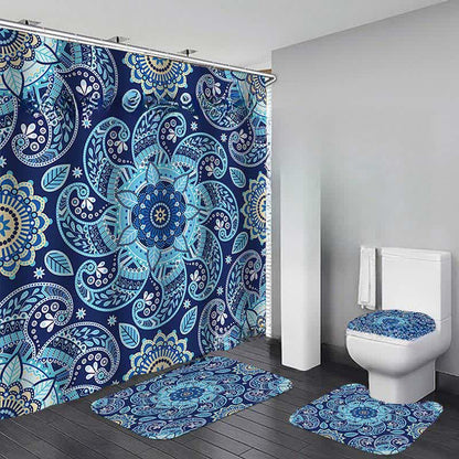 Ensemble de tapis de douche imperméables à imprimé bohème
