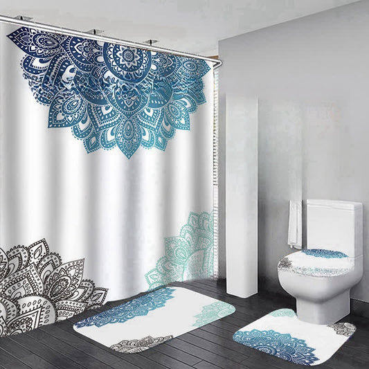 Ensemble de tapis de douche imperméables à imprimé bohème