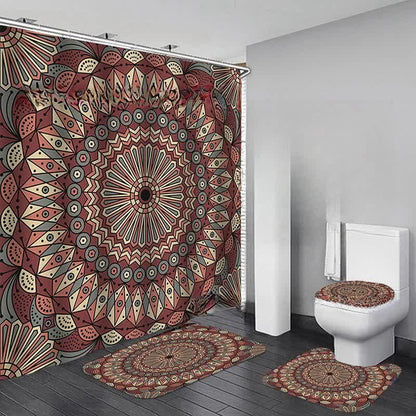 Ensemble de tapis de douche imperméables à imprimé bohème
